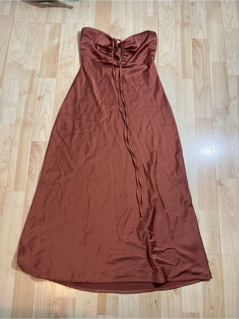 Abercrombie & Fitch sleeveless copper-brown satin midi Size XXS